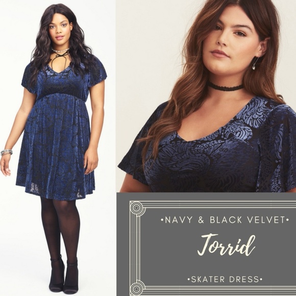torrid blue velvet dress